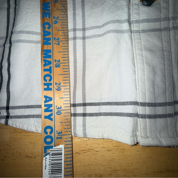 NWT Carhartt Men's off white shirt sleeve Plaid Button Down cotton Shirt Medium - Picture 10 of 13